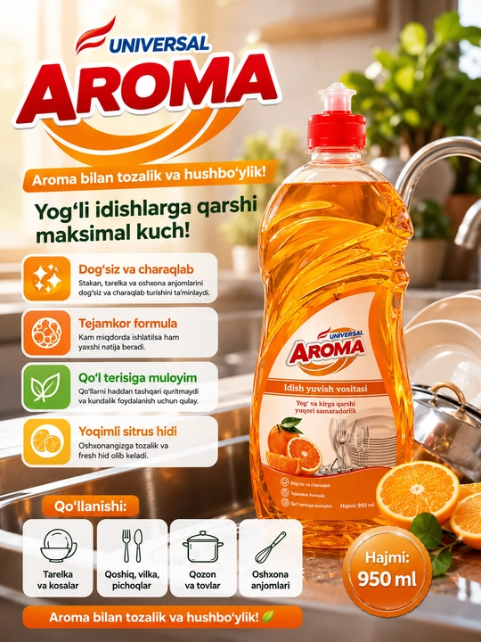 Universal Aroma — это гель для мытья посуды объемом , 950 мл - 