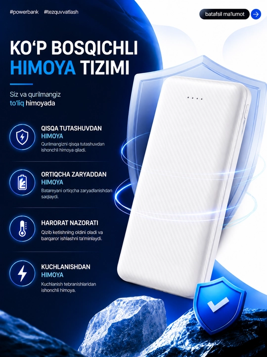 PowerBank 10000 мАч, быстрое зарядное устройство, внешний аккумулятор, зарядное устройство