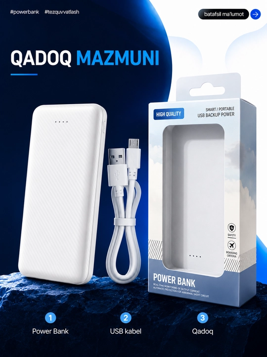 PowerBank 10000 мАч, быстрое зарядное устройство, внешний аккумулятор, зарядное устройство
