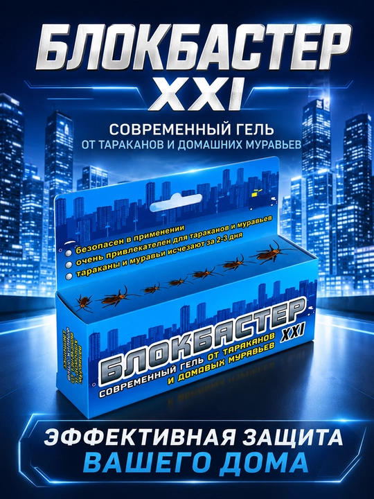 Блокбастер XXI гель от тараканов и домовых муравьев средство 45 г - 