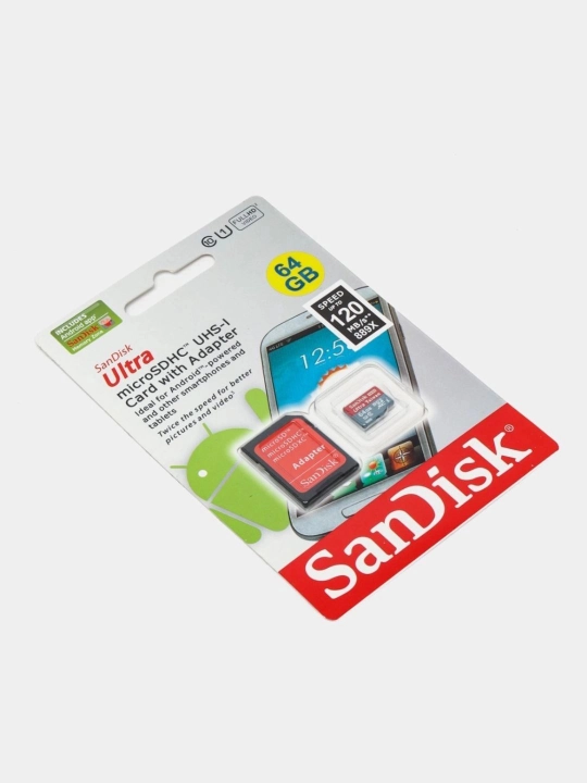 Fleshka, SanDisk Ultra MicroSD UHS-I xotira kartasi (adapter bilan): 1, 2, 4, 8, 16, GB