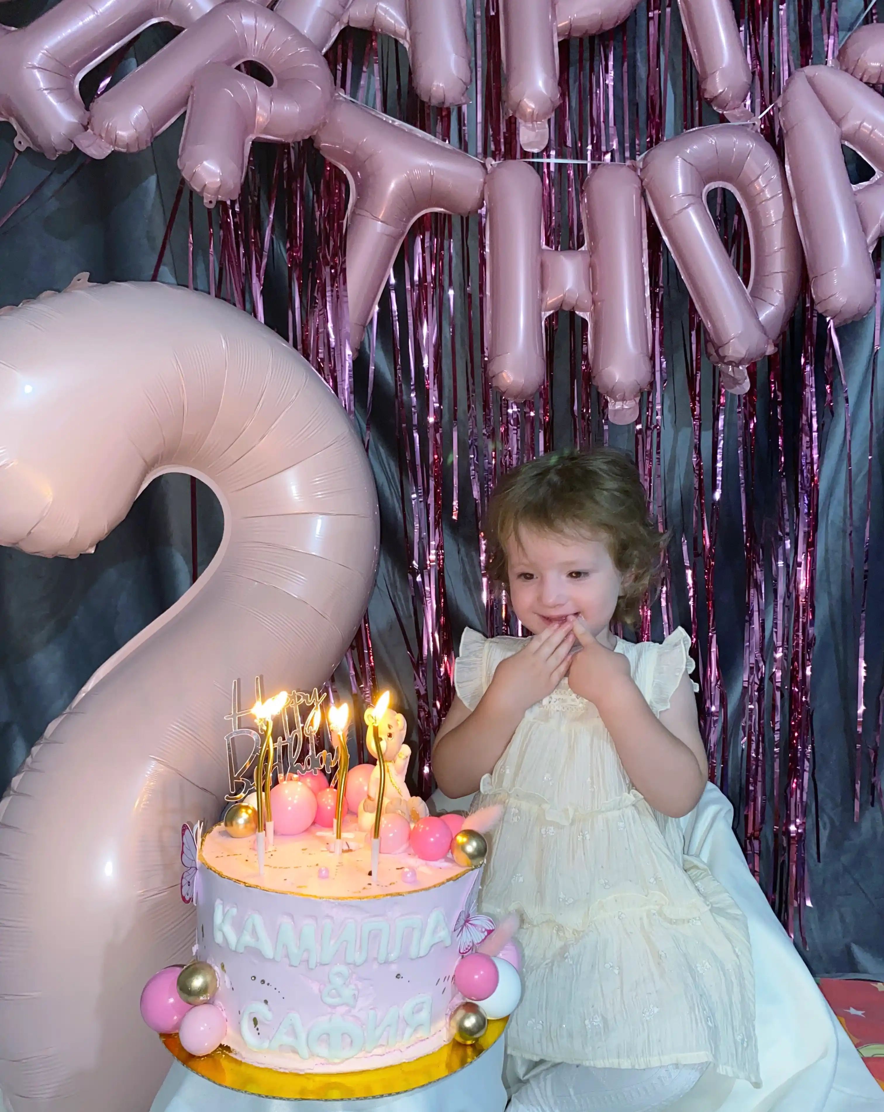 Воздушные шары с Happy Birthday для фотозоны