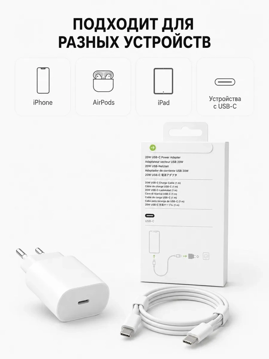 Комплект быстрой зарядки USB-C 20W