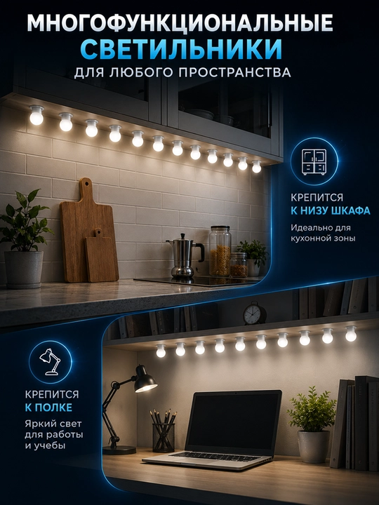 LED лампочки для зеркала, подсветка для макияжа, 10 ламп, 3 режима света, USB