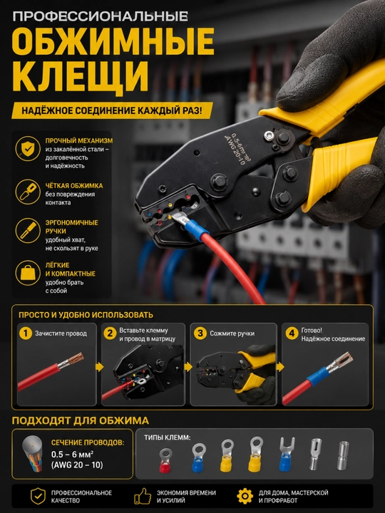 ADEGSO AD-10463-9 Обжимные клещи, инструмент для проводов - 
