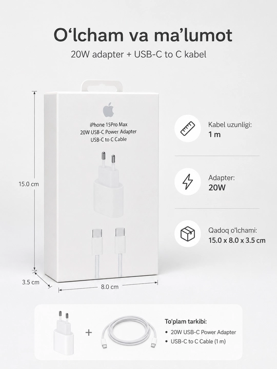Iphone uchun kabel va adapter komplekt zaryadka