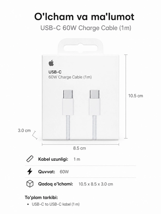 Iphone uchun kabel va adapter komplekt zaryadka