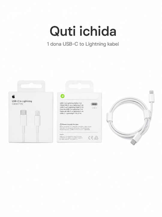 Iphone uchun kabel va adapter komplekt zaryadka