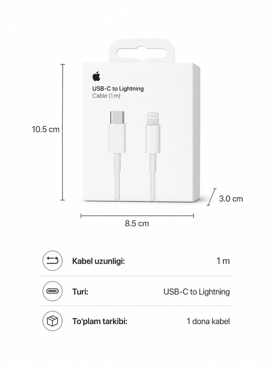 Iphone uchun kabel va adapter komplekt zaryadka