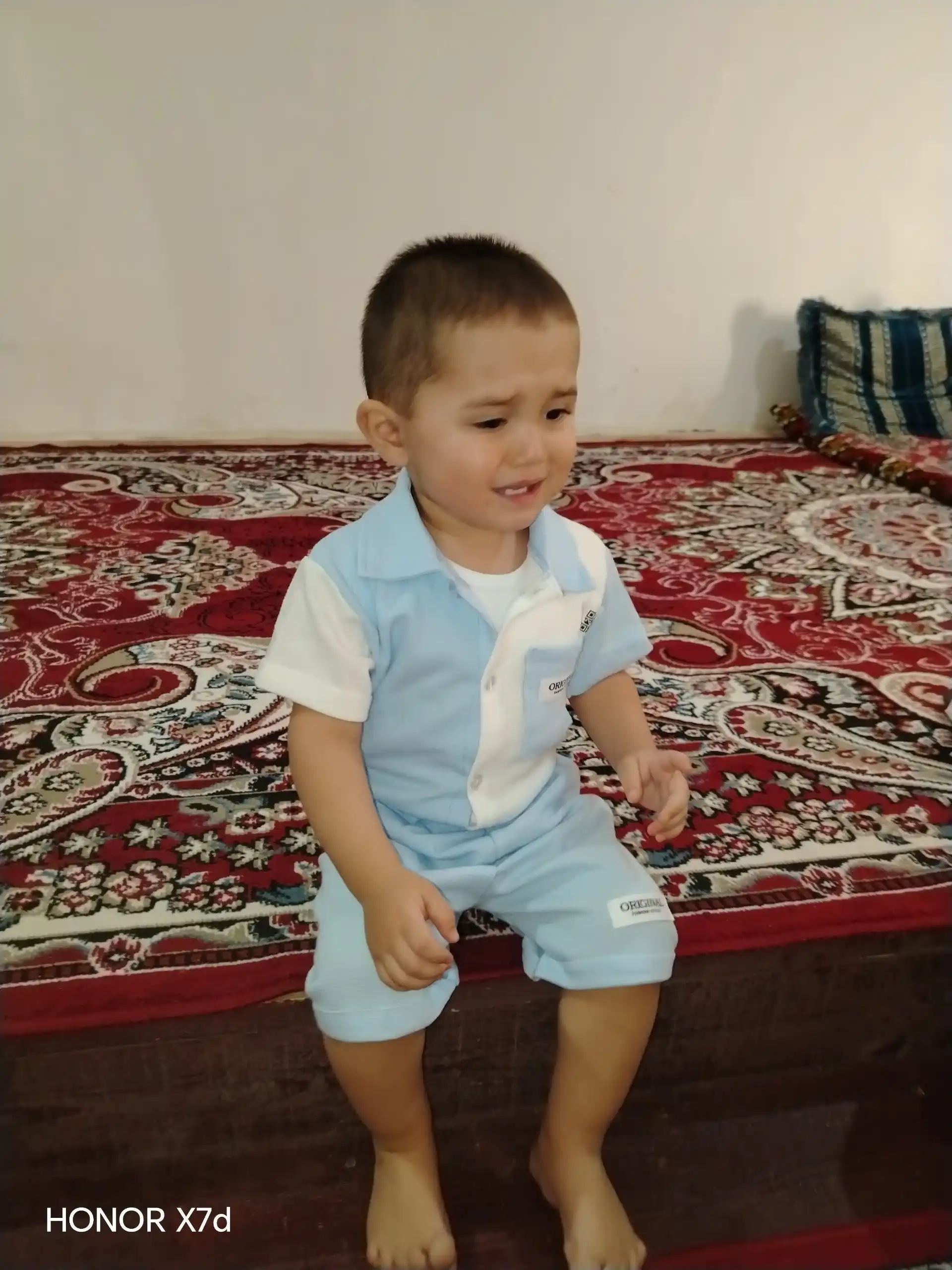 Bolalar kiyimlari uch qismli kiyim to‘plami, paxtali vafli mato, yozgi kiyim