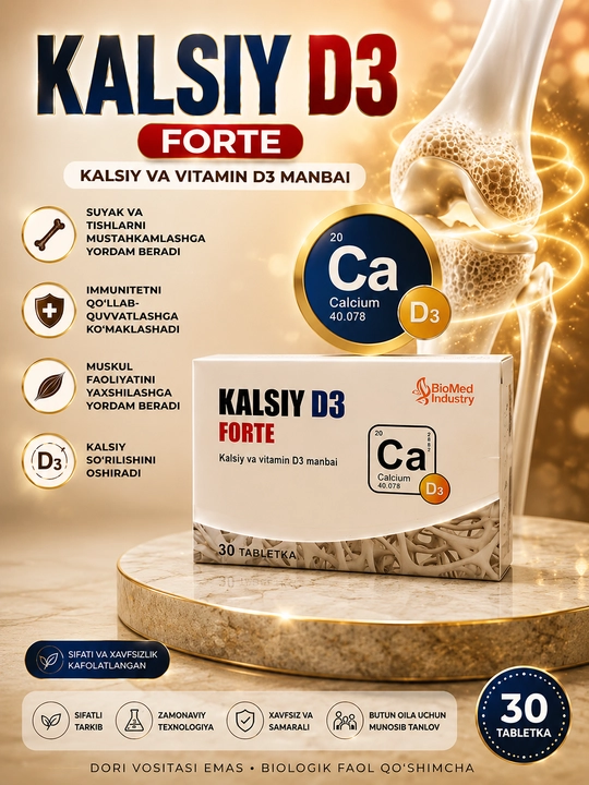 КАЛЬЦИЙ D3 FORTE — Источник кальция и витамина D3, 30 таблеток - 