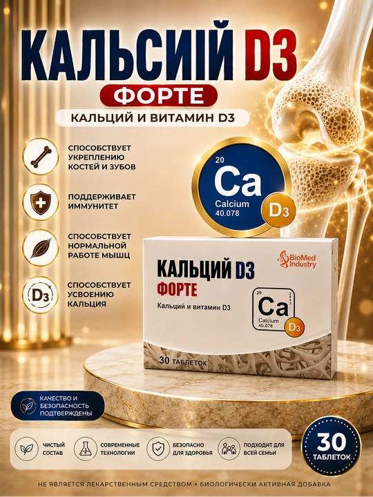 KALSIY D3 FORTE — Kalsiy va D3 vitamini manbai, 30 tabletka