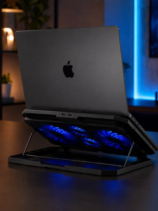 Подставка для ноутбука с охлаждением, 4 вентилятора, USB, LED, регулируемый угол, 18