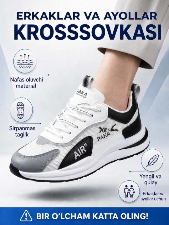 Erkaklar va ayollar krossovkalari, oyoq kiyimlar erkaklar va ayollar uchun - 