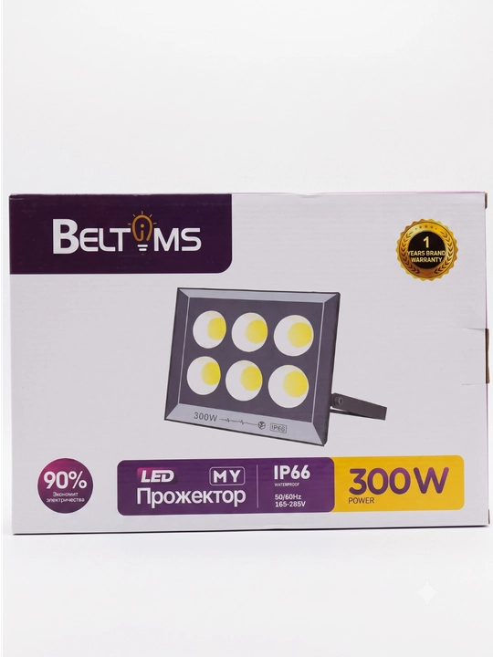 Sanoat ko'cha proektori Beltoms 300W LED IP66, suv o'tkazmaydigan kuchli katta projektori - 