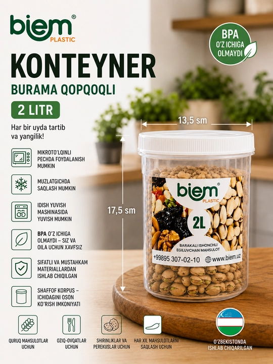 Yormalar uchun bankalar, sochiluvchan mahsulotlar uchun konteynerlar, burama qopqoqli bankalar - 