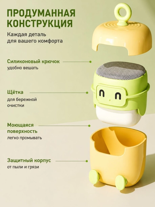 Многоразовый ролик для чистки одежды с защитной крышкой