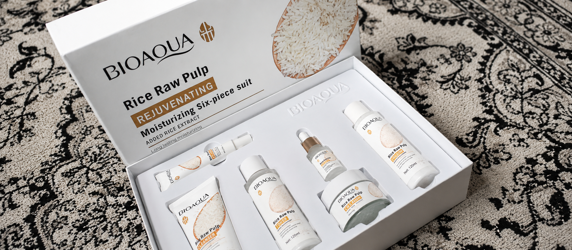 Подарочный набор для ухода за лицом Bioaqua, 6 в 1, омолаживающий, с экстрактом риса