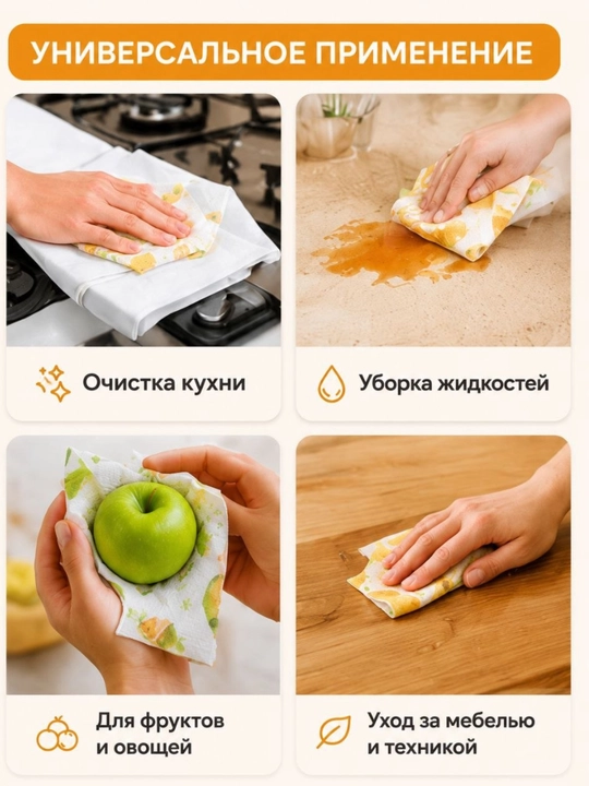 Кухонные салфетки в рулоне из ткани, многоразовые,