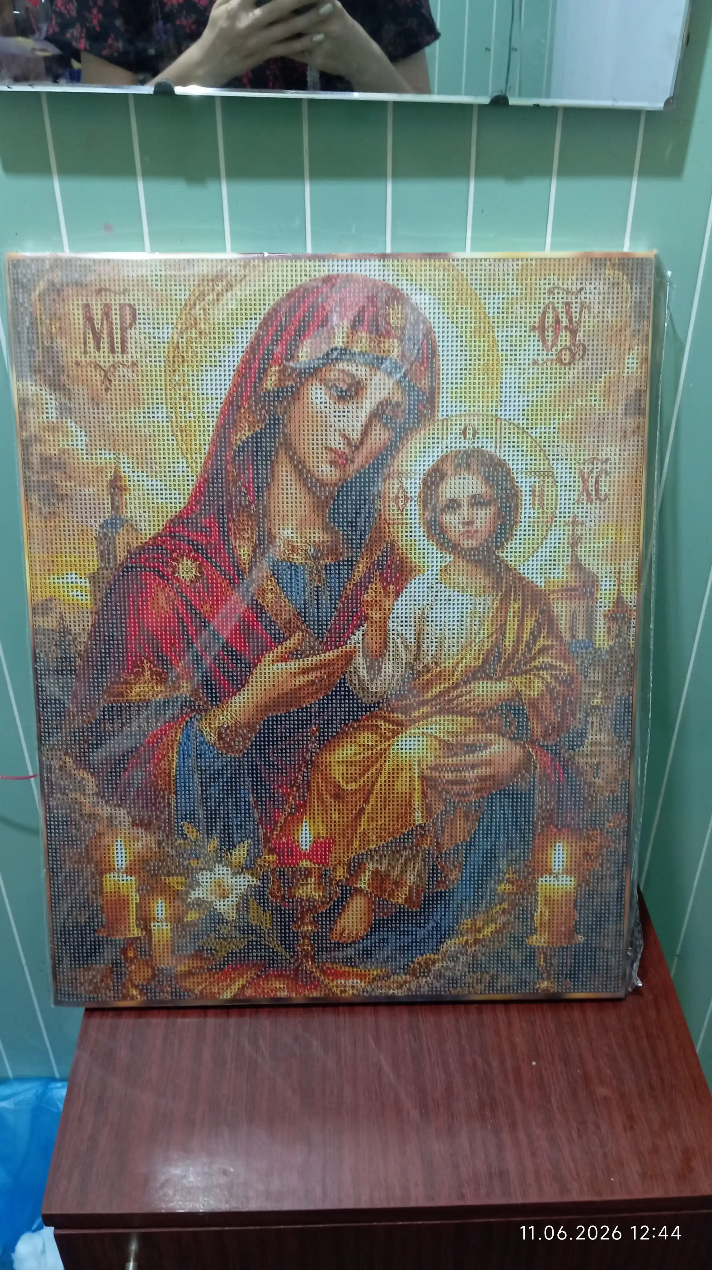 Olmos mozaika Ikonalar, ramka ostidagi mato, 40 x 50 sm