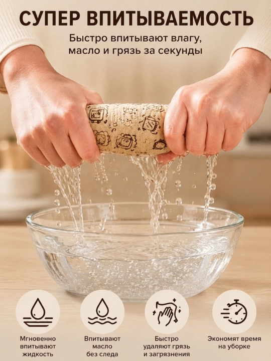 Кухонные салфетки в рулоне из ткани, многоразовые,