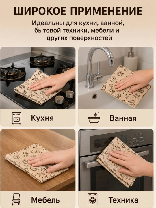 Кухонные салфетки в рулоне из ткани, многоразовые,