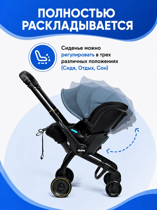 Автокресло-коляска 2 в 1, для новорожденных 0+, до 20 кг, складные колеса
