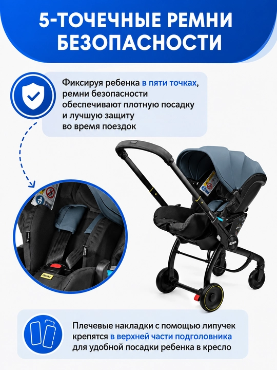 Автокресло-коляска 2 в 1, для новорожденных 0+, до 20 кг, складные колеса
