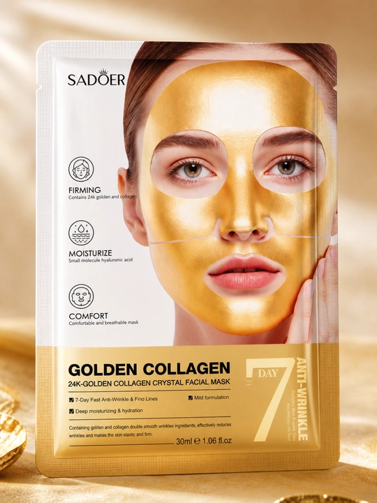 Маска для лица SADOER 24K с коллагеном, увлажняющая, гидрогелевая