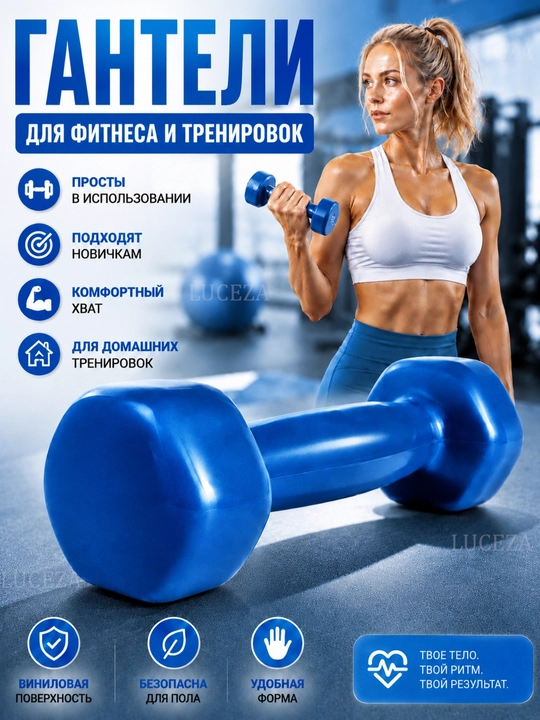 Ganteli, vinilli, 1- 1,5- 2-2,5-3 -kg, turli ranglarda, fitnes