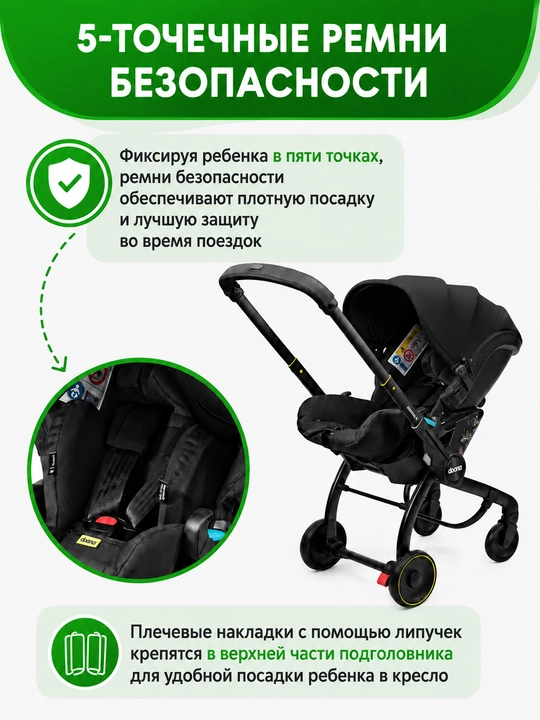 Автокресло-коляска 2 в 1, для новорожденных 0+, до 20 кг, складные колеса
