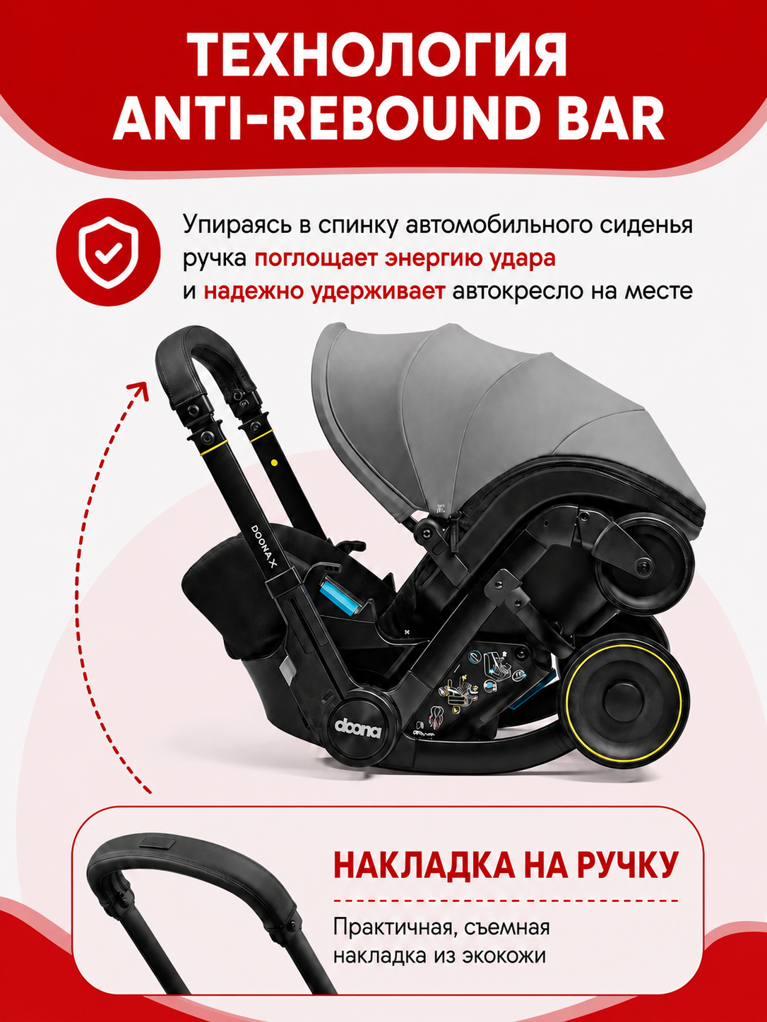 Автокресло-коляска 2 в 1, для новорожденных 0+, до 20 кг, складные колеса