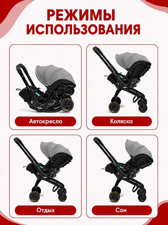 Автокресло-коляска 2 в 1, для новорожденных 0+, до 20 кг, складные колеса
