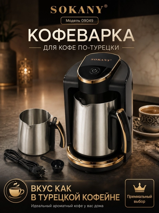 SOKANY 09049 turk qahvasi uchun kofevarka, ixcham elektr turka - 