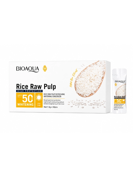 Guruch pulpasi tetiklashtiruvchi quyoshdan himoya kremi, 1.5 g * 50 varaq