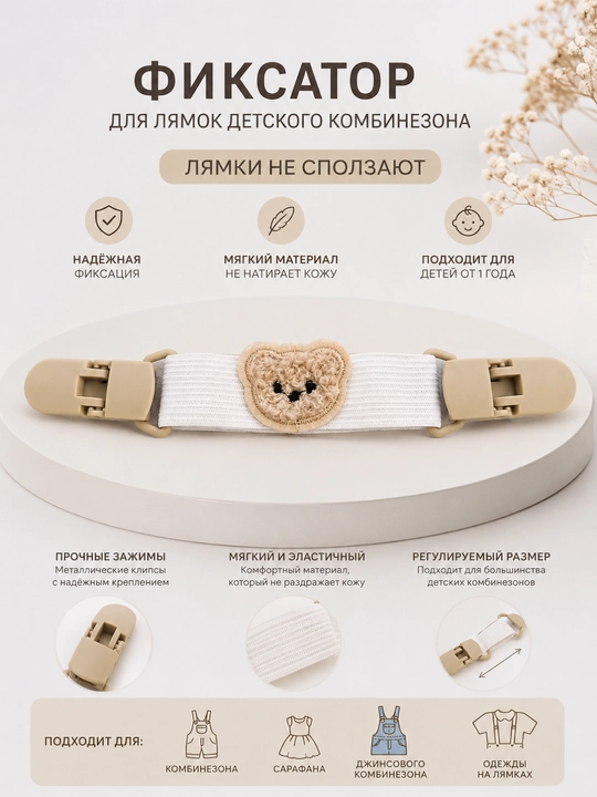 Фиксатор для детского комбинезона, держатель бретелей, эластичный зажим против сползания
