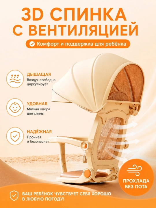 Дрон детская коляска, сиденье 360°, спинка 175°, складывается одной кнопкой, музыка