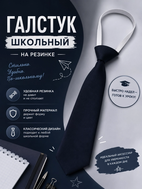 Галстук детский, школьный, для девочек и мальчиков - 