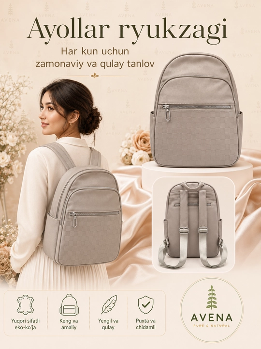 Ayollar uchun och kulrang ryukzak charm uslubli qulay, kundalik sumka