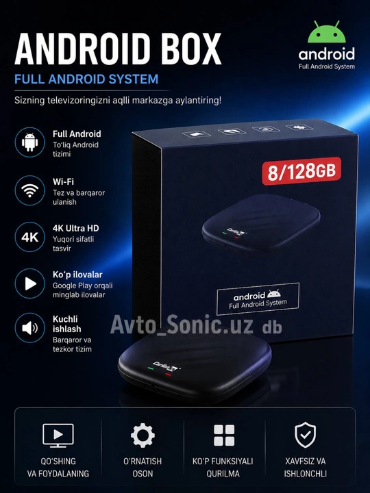 Avtomobillar uchun Android Carplay Box, 8/128 GB - 