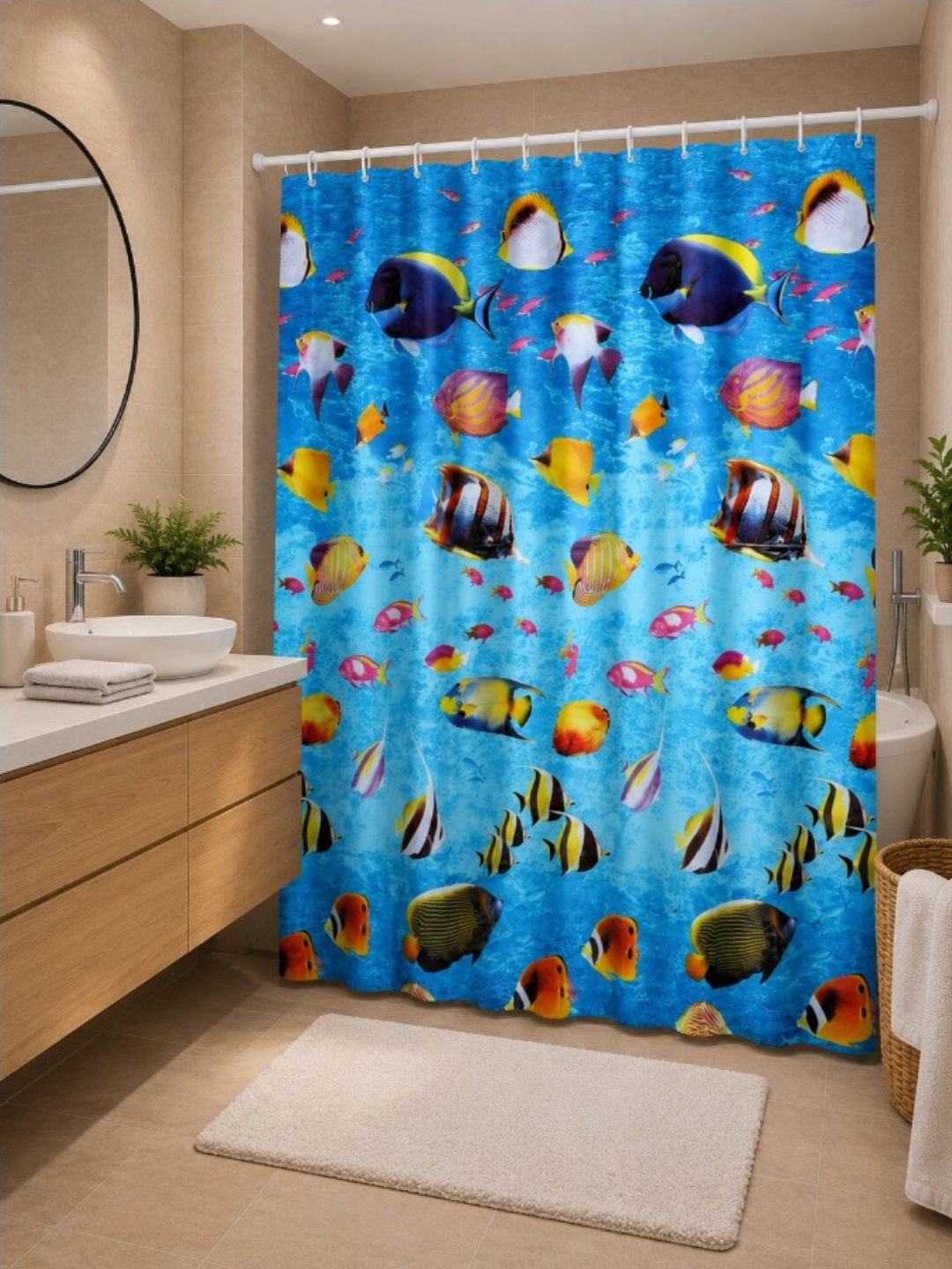 Pardalar vanna, hammom uchun, dush pardasi, 180x180 sm, halqali, suv o'tkazmaydi - 