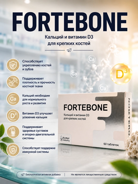 FORTEBONE — Источник кальция и витамина D3 для здоровья костей и зубов - 