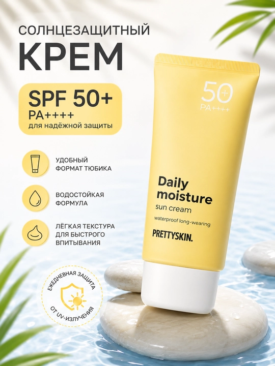 Солнцезащитный крем Pretty Skin Daily Moisture Sun Cream SPF50+ PA+++ 70 мл - 