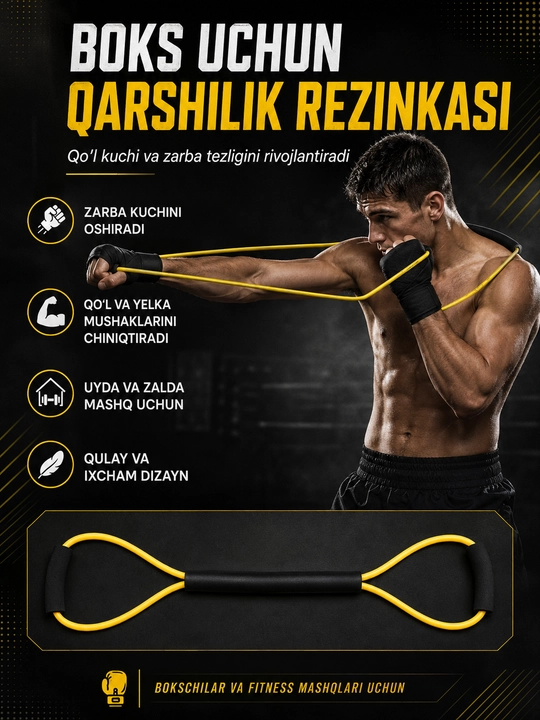 Boks uchun qarshilik rezinkasi, zarba kuchi va tezligini oshiruvchi trenajyor - 
