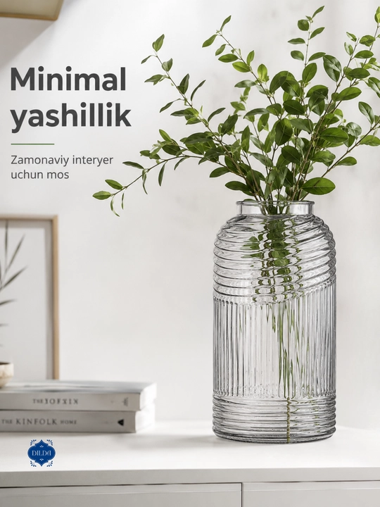 Shisha vaza gullar uchun, shaffof, dekorativ, turli dizaynli, uy va ofis uchun, PISHGAMAN