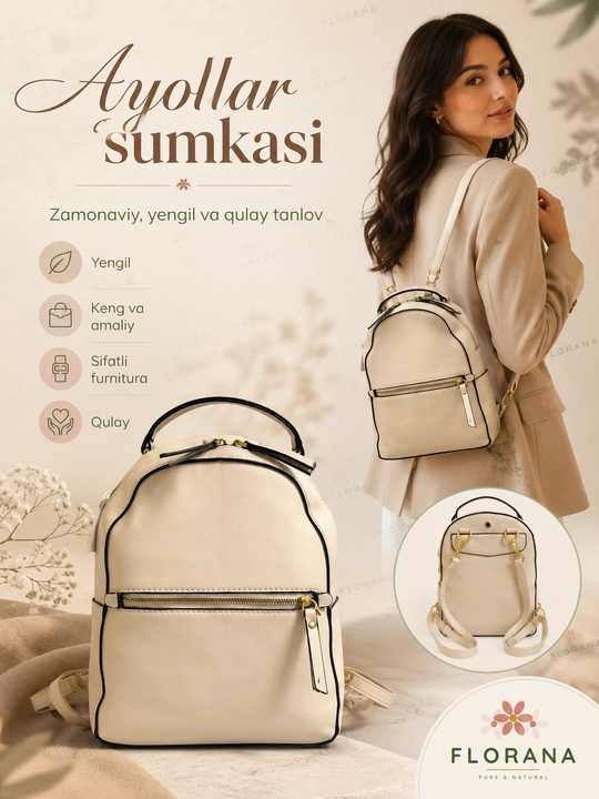 Sut rangli ayollar mini ryukzagi shahar va kundalik foydalanish uchun