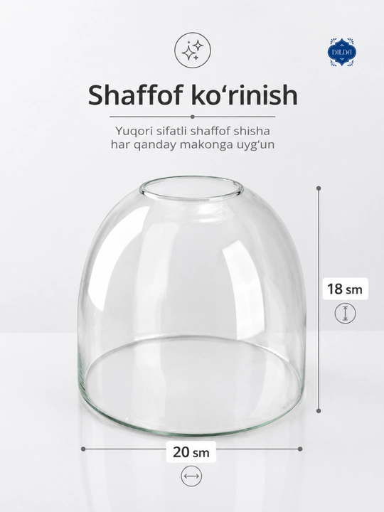 Shisha vaza gullar uchun, shaffof, dekorativ, turli dizaynli, uy va ofis uchun, PISHGAMAN