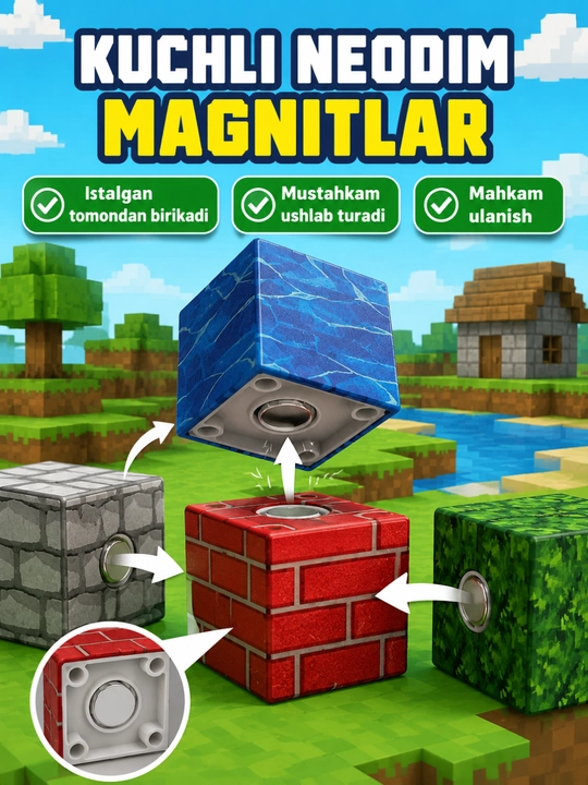 Magnitli konstruktor Maynkraft oroli, 64 qism va 2 figura