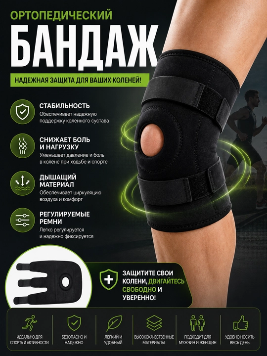 Ortopedik tizza qopqog‘i. Bandaj.U'rta u'lcham(XL), 1 dona