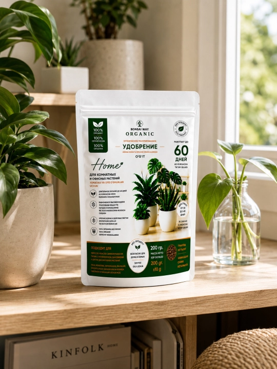 Organik granulali o'g'it Bonsai Way Organic Home, xona o'simliklari uchun